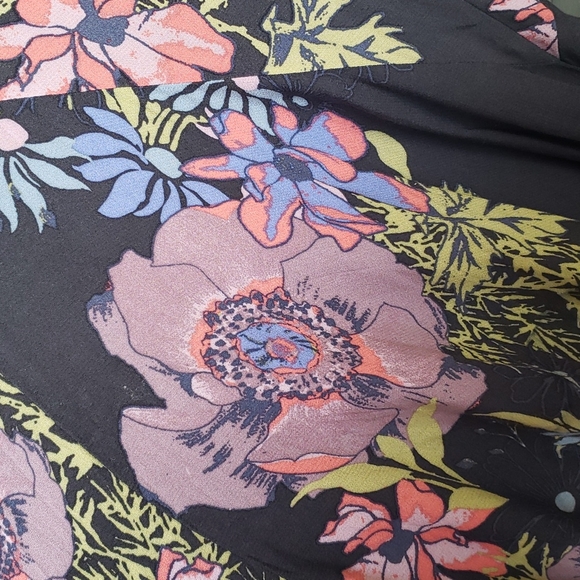 097 FREE PEOPLE Back Yard Party Printed Tunic Mini Dress Black Floral sz S - Picture 8 of 12